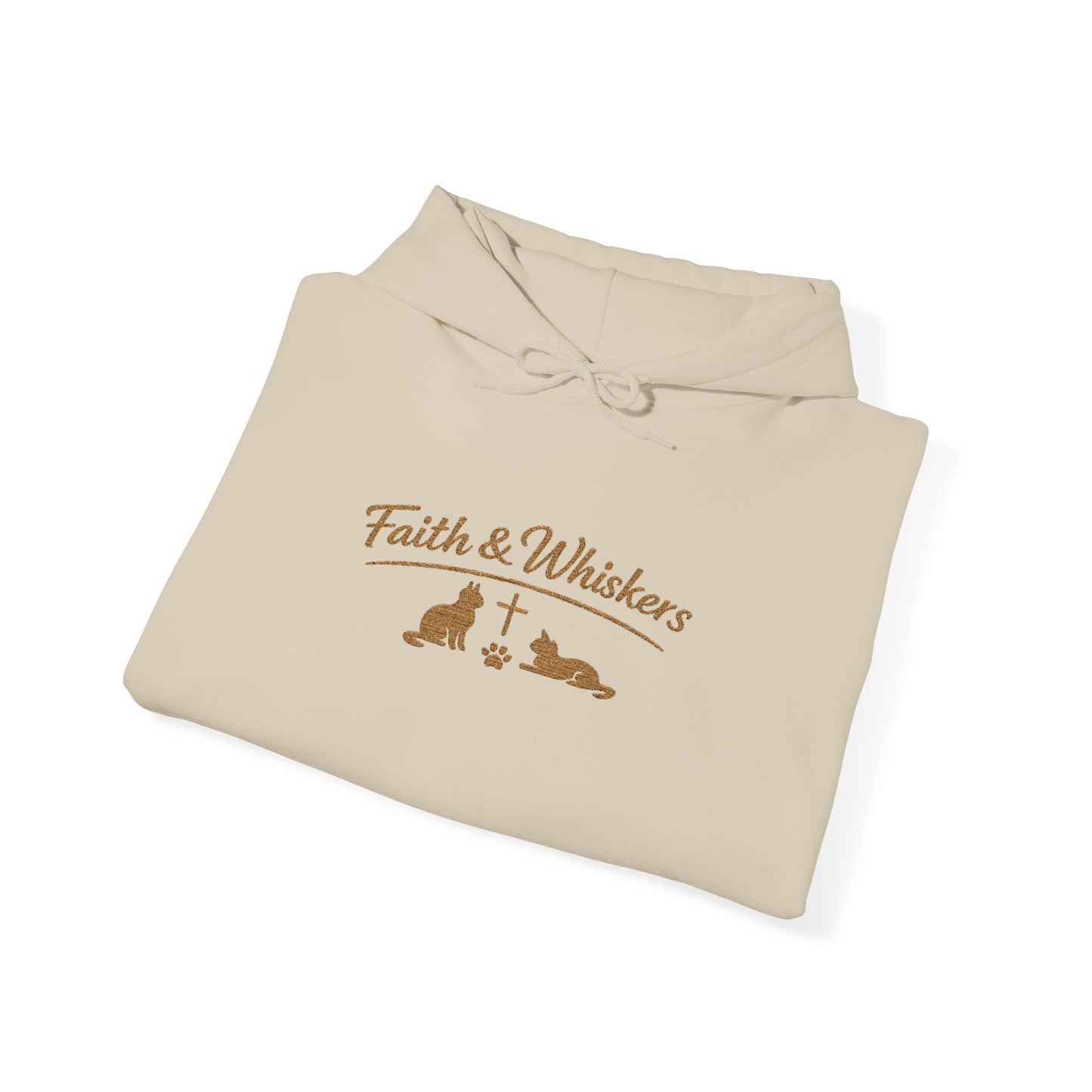 Faith & Whiskers Embroidered Hoodie — Cat Faith Inspired Christian Pullover