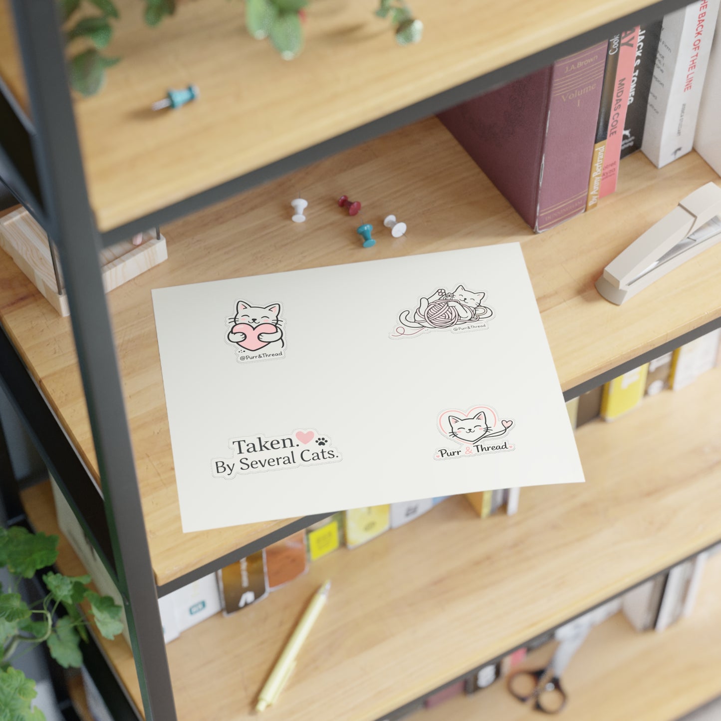 Cat Lover Sticker Sheet — "Taken by Several Cats" Cute Kitty Planner & Laptop Stickers