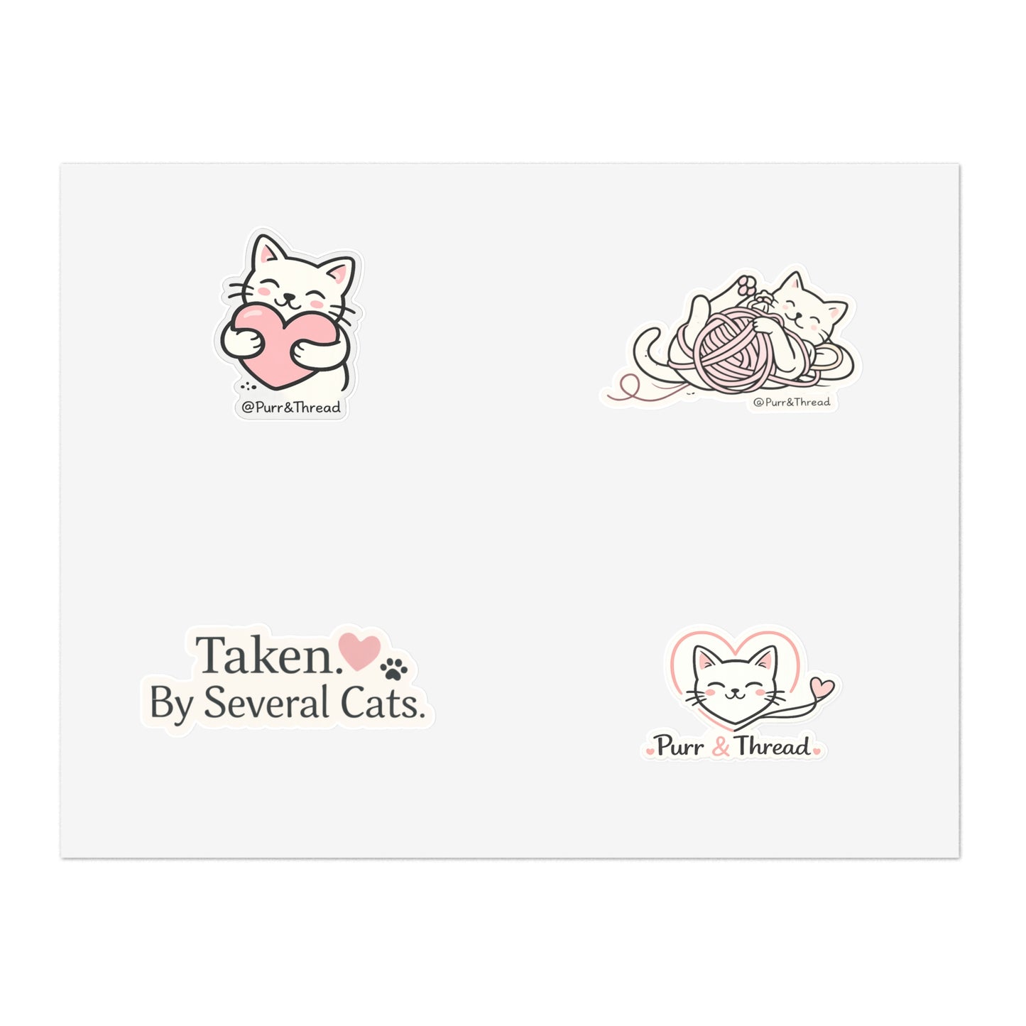 Cat Lover Sticker Sheet — "Taken by Several Cats" Cute Kitty Planner & Laptop Stickers