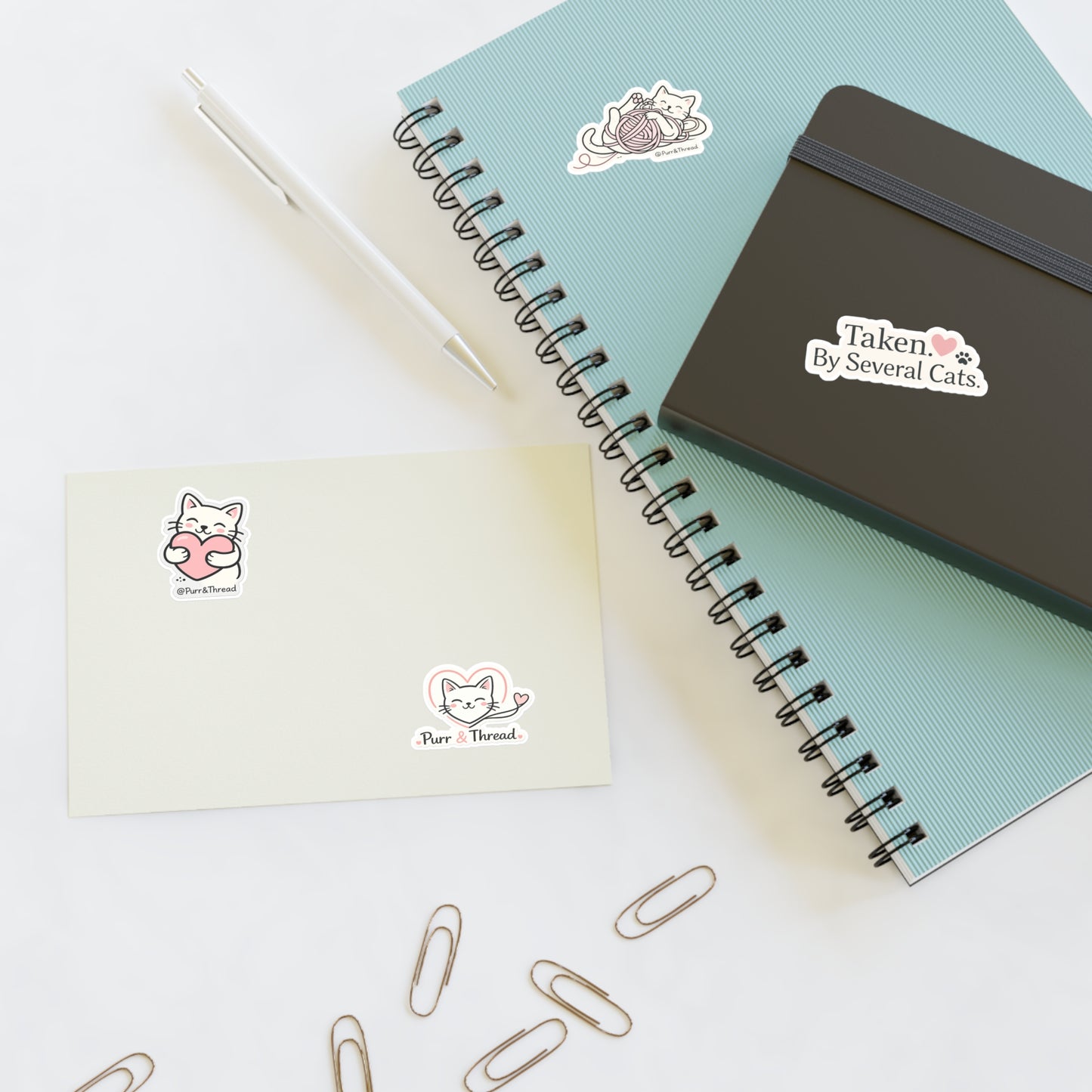 Cat Lover Sticker Sheet — "Taken by Several Cats" Cute Kitty Planner & Laptop Stickers