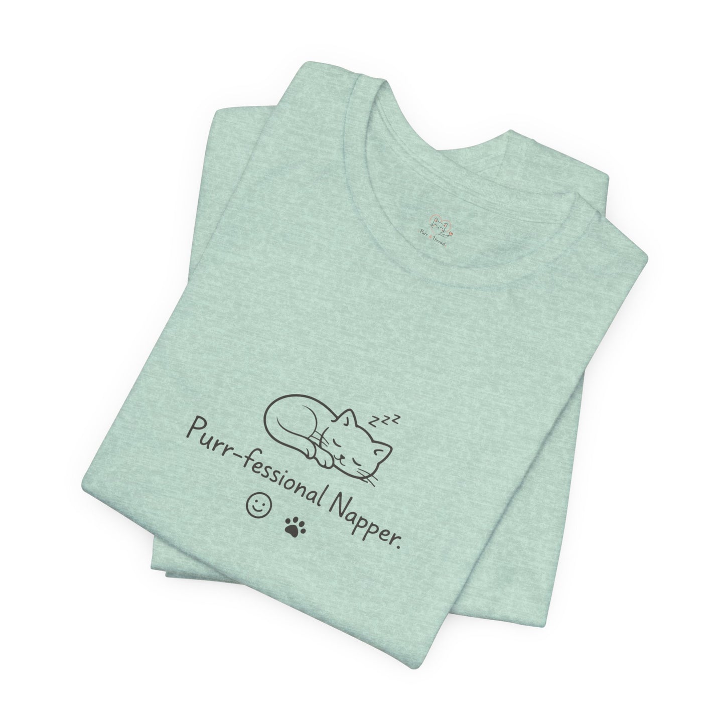 Purr-fessional Napper T‑Shirt — Cute Sleeping Cat Tee