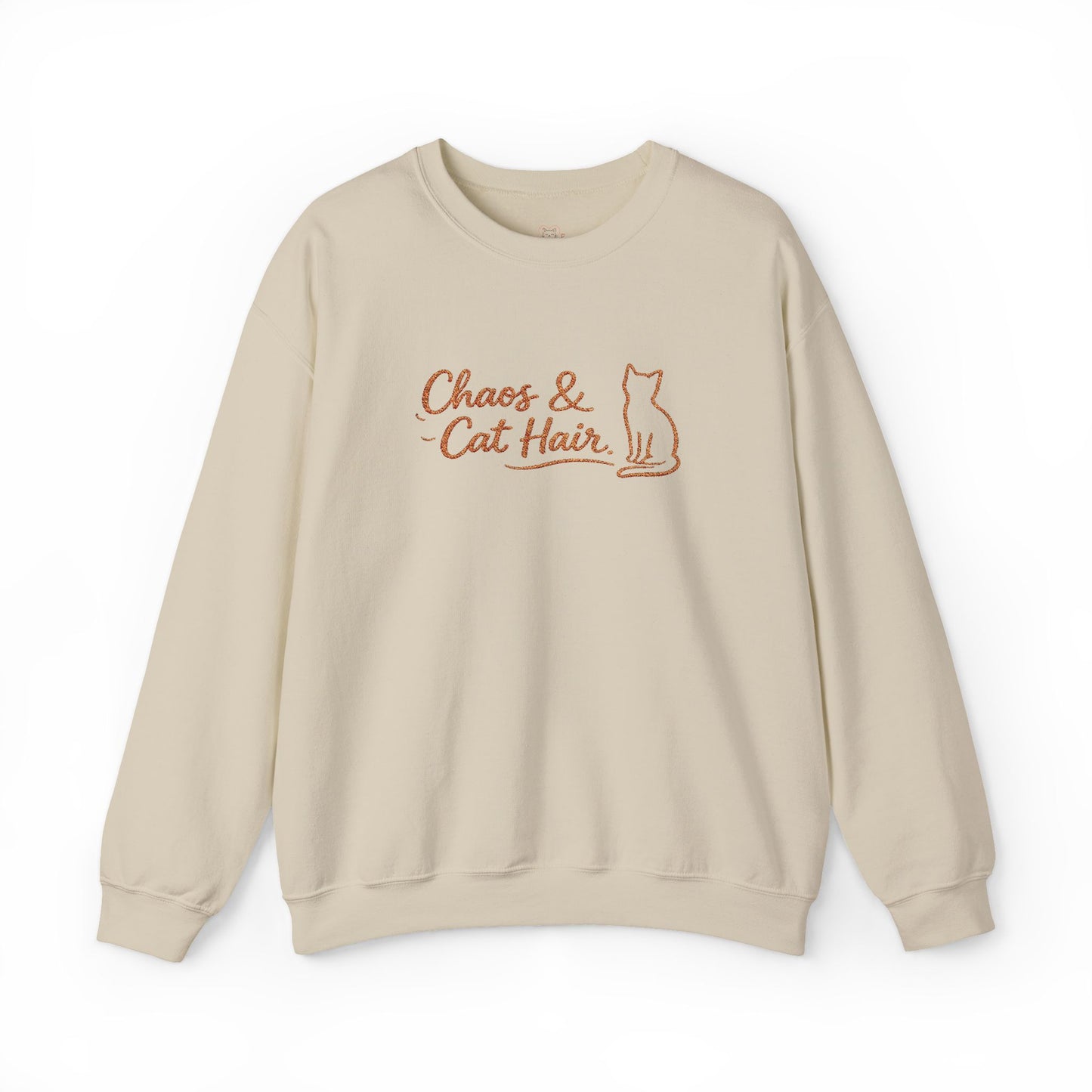 Chaos & Cat Hair Embroidered Sweatshirt — Cute Cat Lover Crewneck