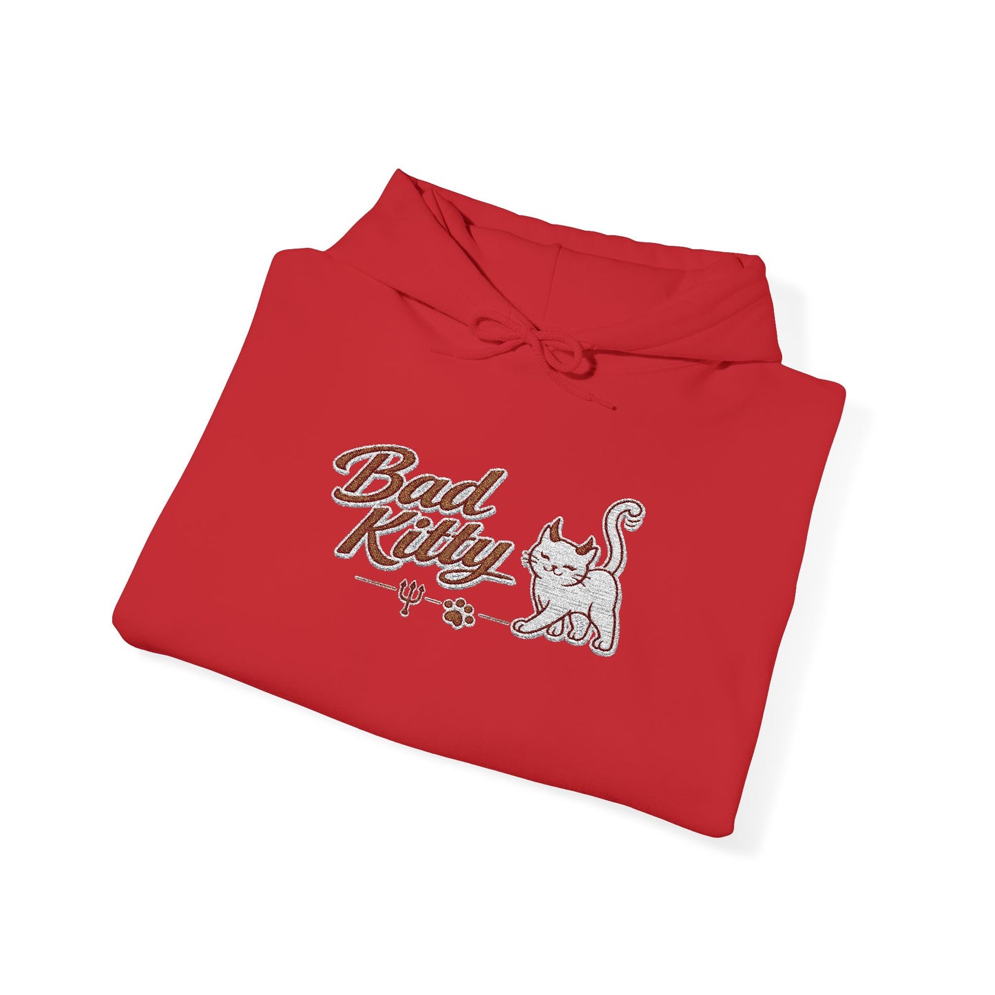 Bad Kitty Embroidered Hoodie — Cute Retro Cat Graphic Pullover