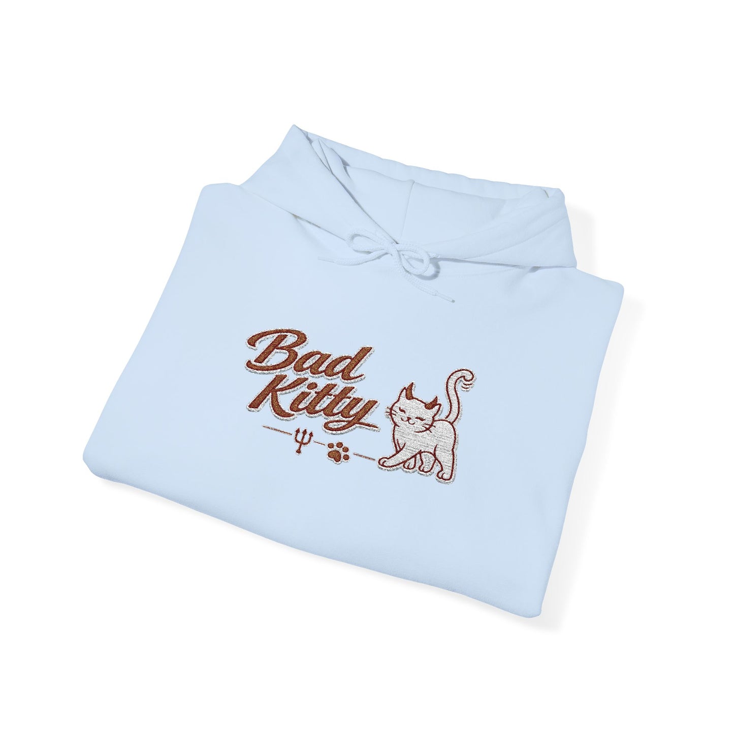 Bad Kitty Embroidered Hoodie — Cute Retro Cat Graphic Pullover