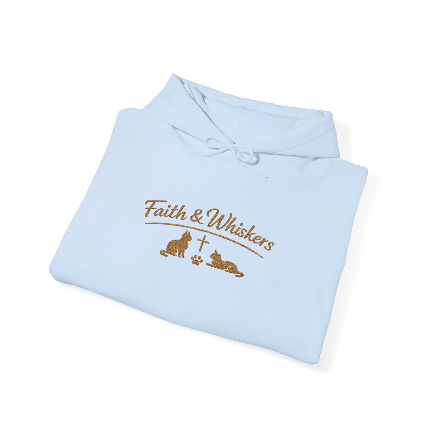 Faith & Whiskers Embroidered Hoodie — Cat Faith Inspired Christian Pullover