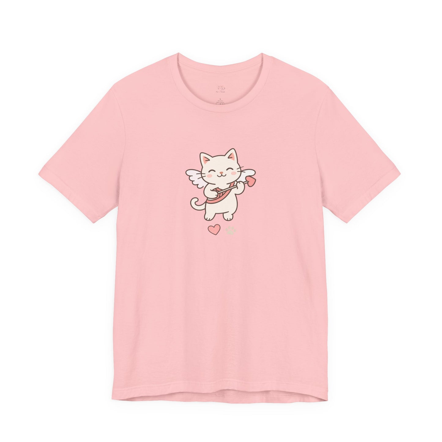 Cute Cupid Kitty T-Shirt — Angel Cat Playing Ukulele with Hearts