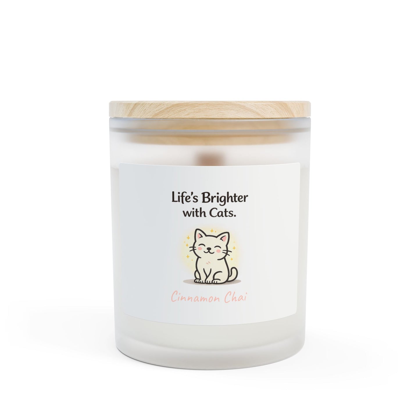 Life's Better with Cats Scented Frosted Glass Candle – Cute Cat Design, 11 oz