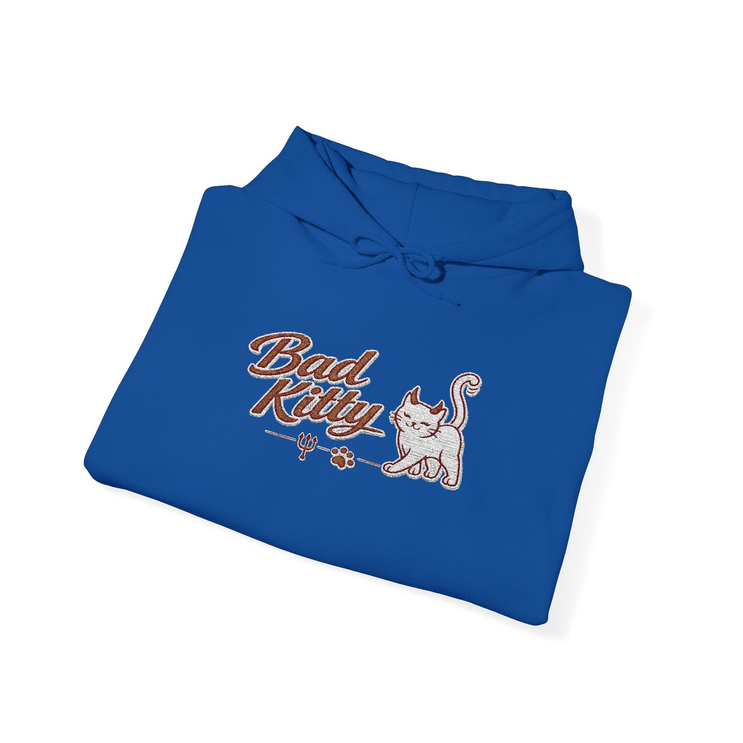 Bad Kitty Embroidered Hoodie — Cute Retro Cat Graphic Pullover