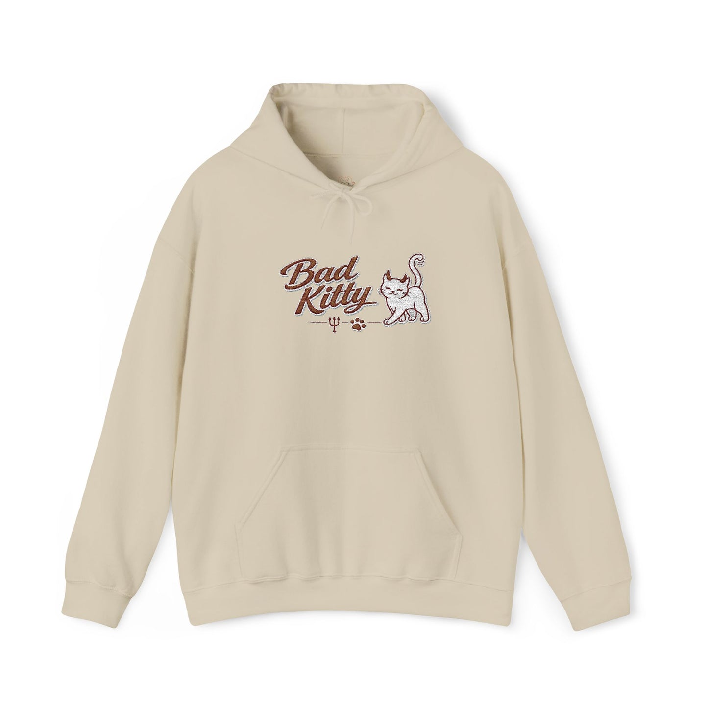 Bad Kitty Embroidered Hoodie — Cute Retro Cat Graphic Pullover