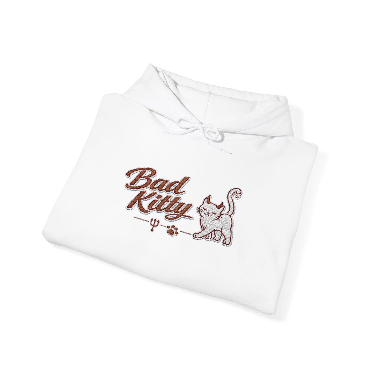 Bad Kitty Embroidered Hoodie — Cute Retro Cat Graphic Pullover