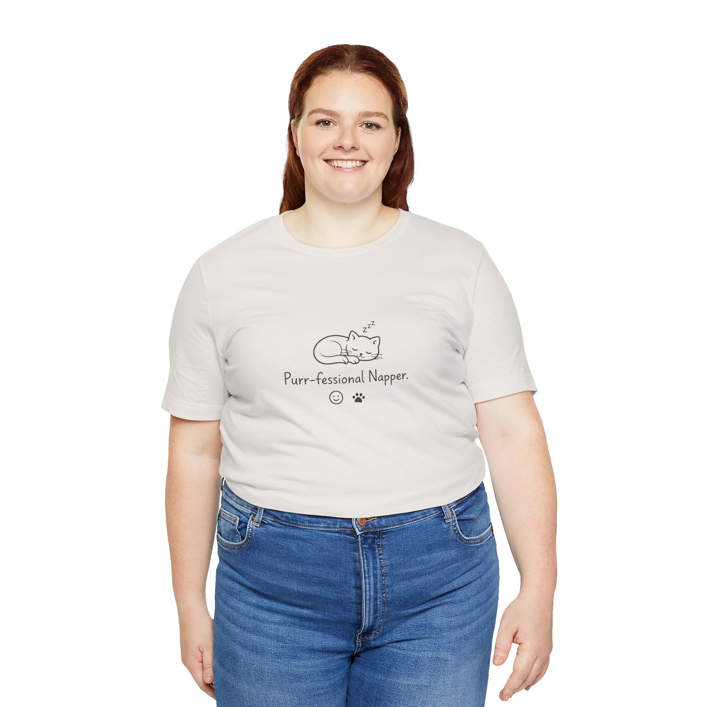 Purr-fessional Napper T‑Shirt — Cute Sleeping Cat Tee