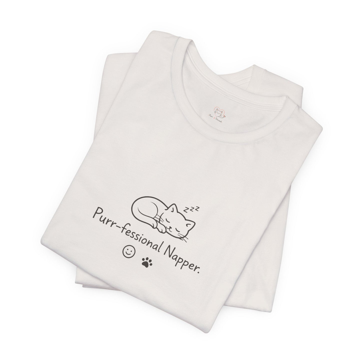 Purr-fessional Napper T‑Shirt — Cute Sleeping Cat Tee