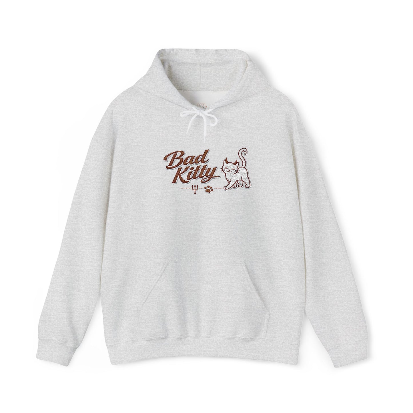 Bad Kitty Embroidered Hoodie — Cute Retro Cat Graphic Pullover