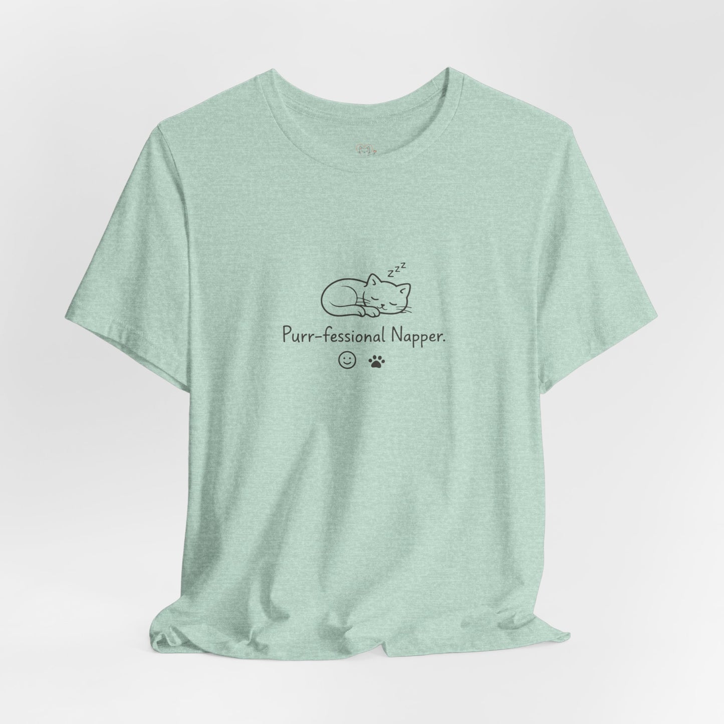 Purr-fessional Napper T‑Shirt — Cute Sleeping Cat Tee