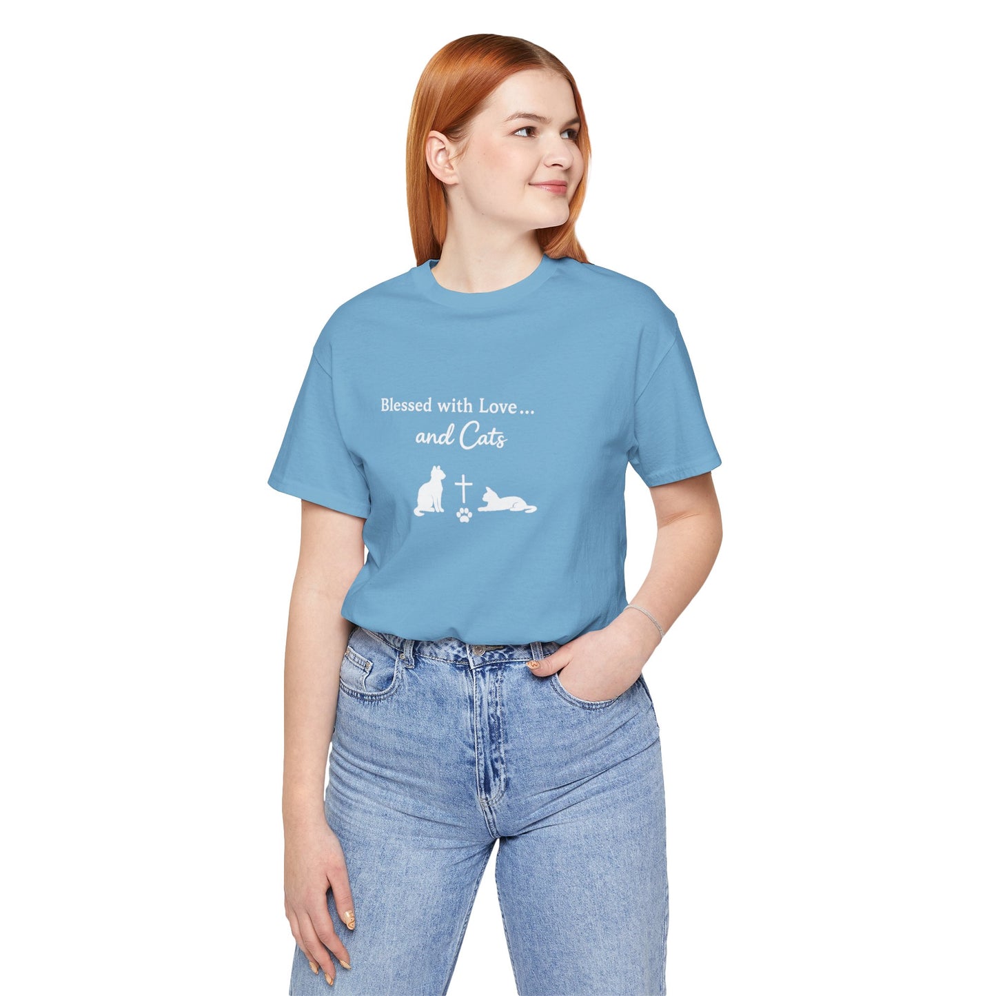 Blessed with Love...and Cats T‑Shirt — Faith Inspired Christian Cat Tee