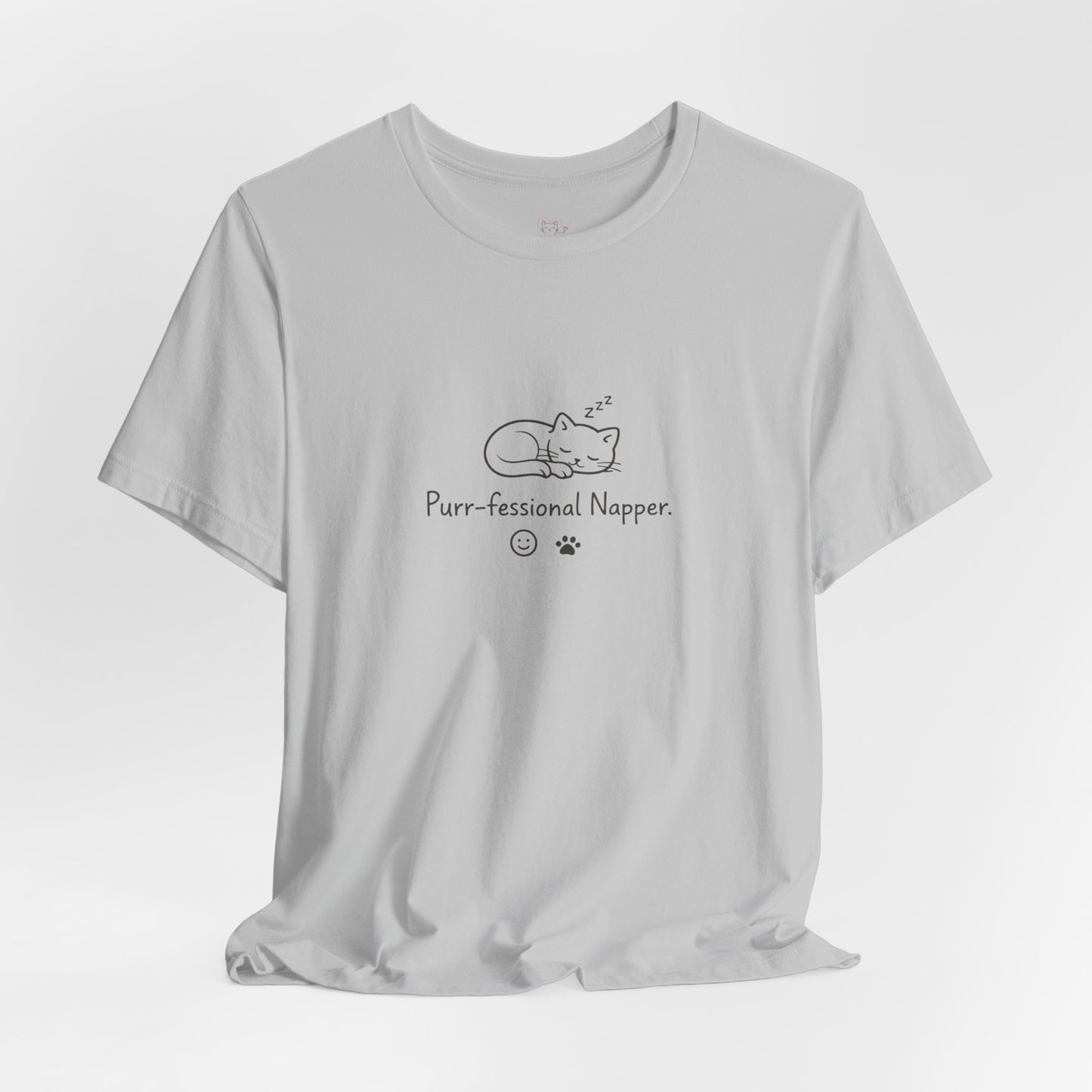 Purr-fessional Napper T‑Shirt — Cute Sleeping Cat Tee