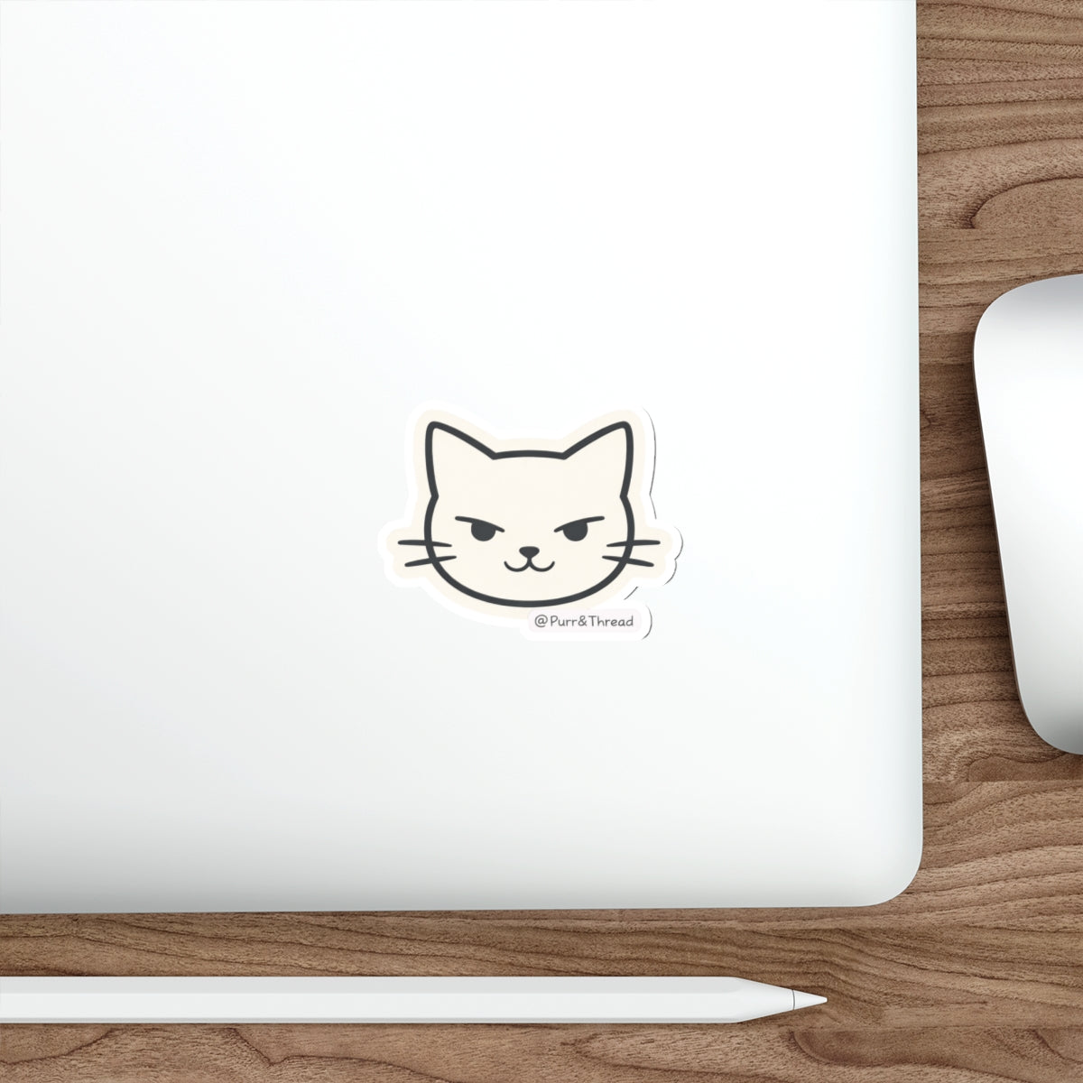 Sassy Cat Die-Cut Sticker — Cute Minimalist Cat Face Sticker for Laptops & Journals