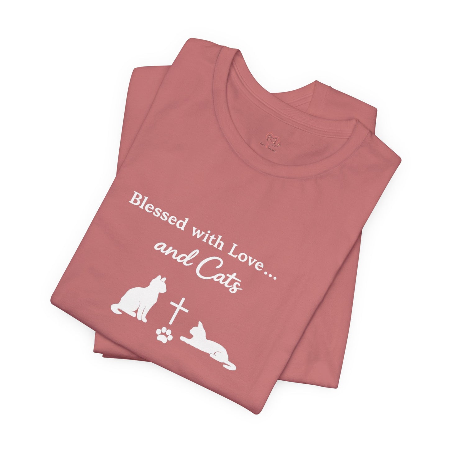Blessed with Love...and Cats T‑Shirt — Faith Inspired Christian Cat Tee