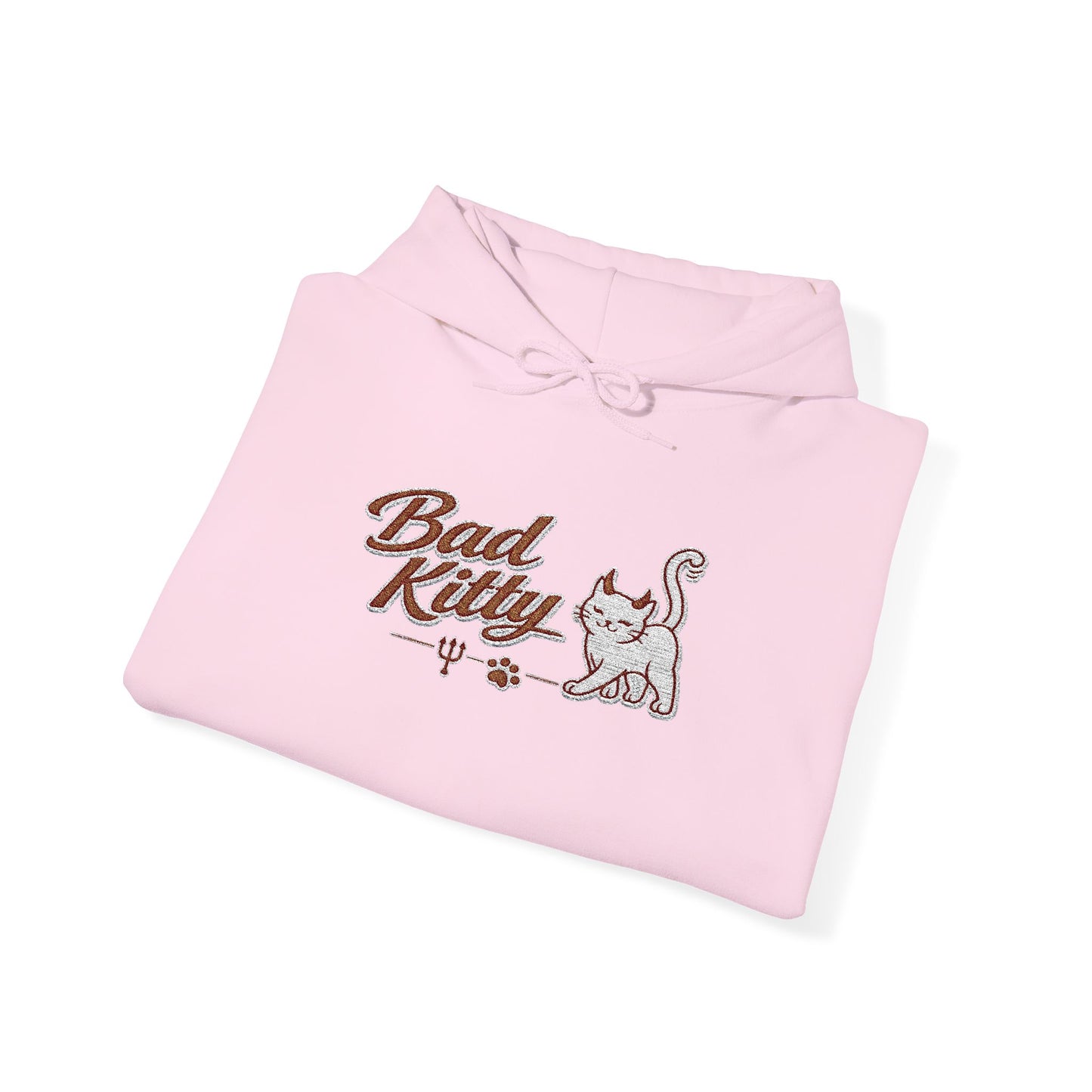 Bad Kitty Embroidered Hoodie — Cute Retro Cat Graphic Pullover