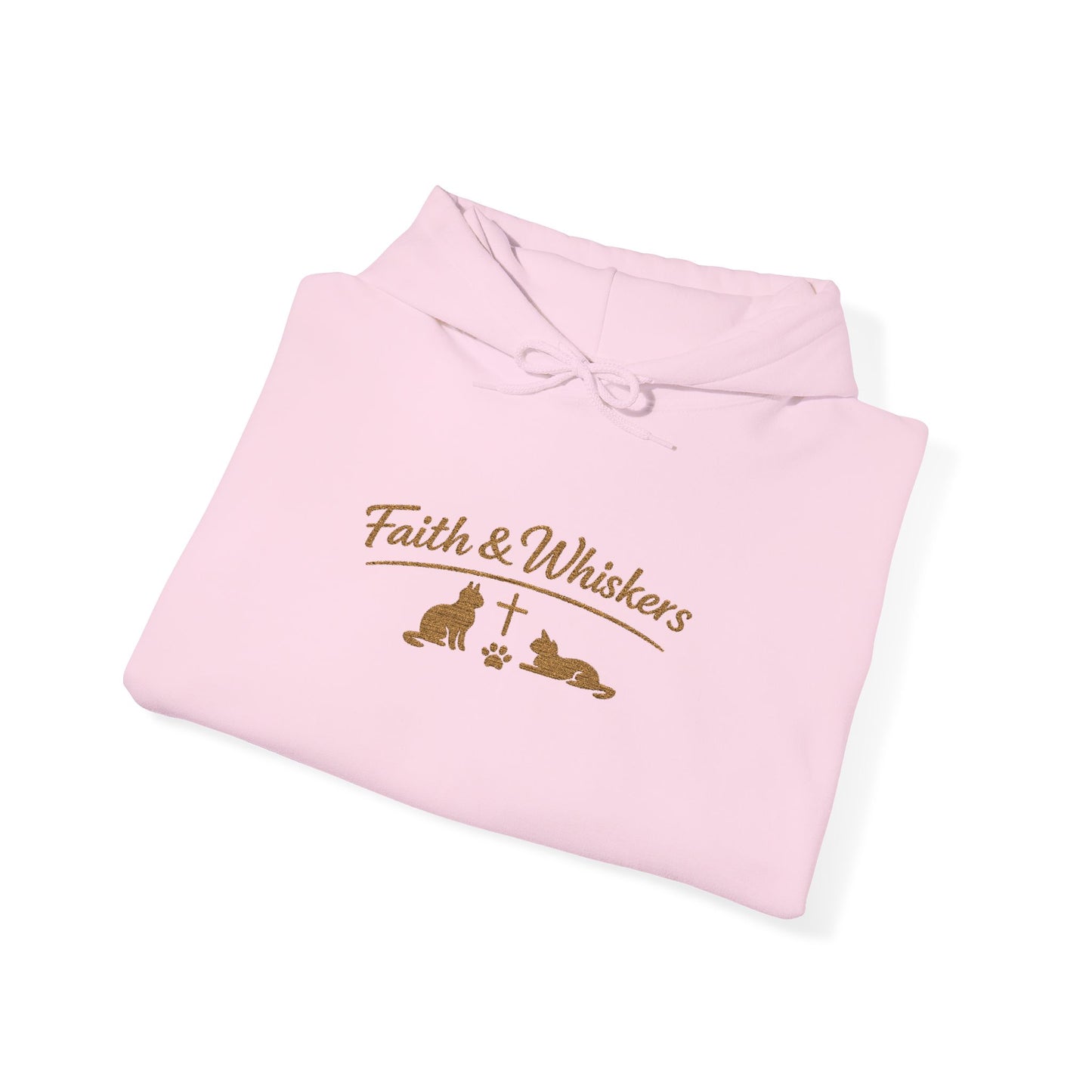 Faith & Whiskers Embroidered Hoodie — Cat Faith Inspired Christian Pullover