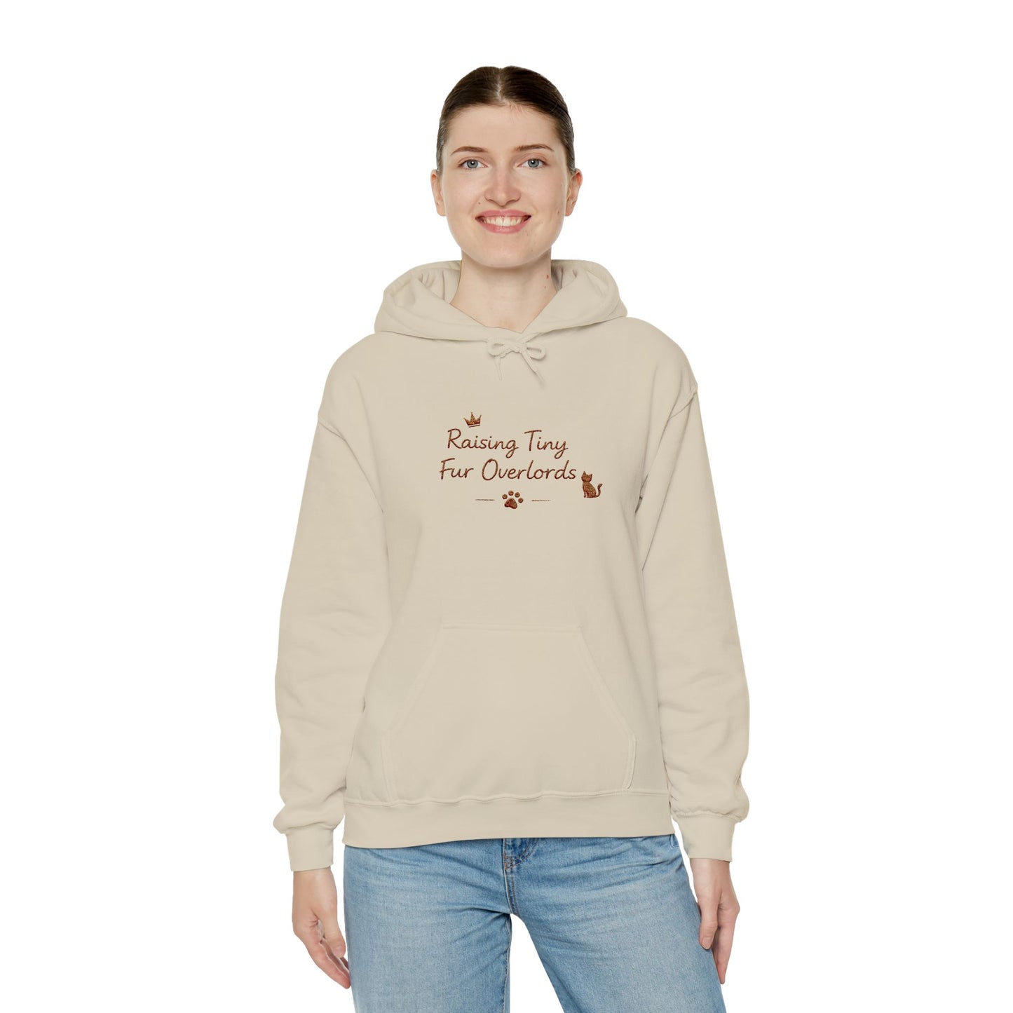 Raising Tiny Fur Overlords Hoodie — Embroidered Cute Cat Pullover