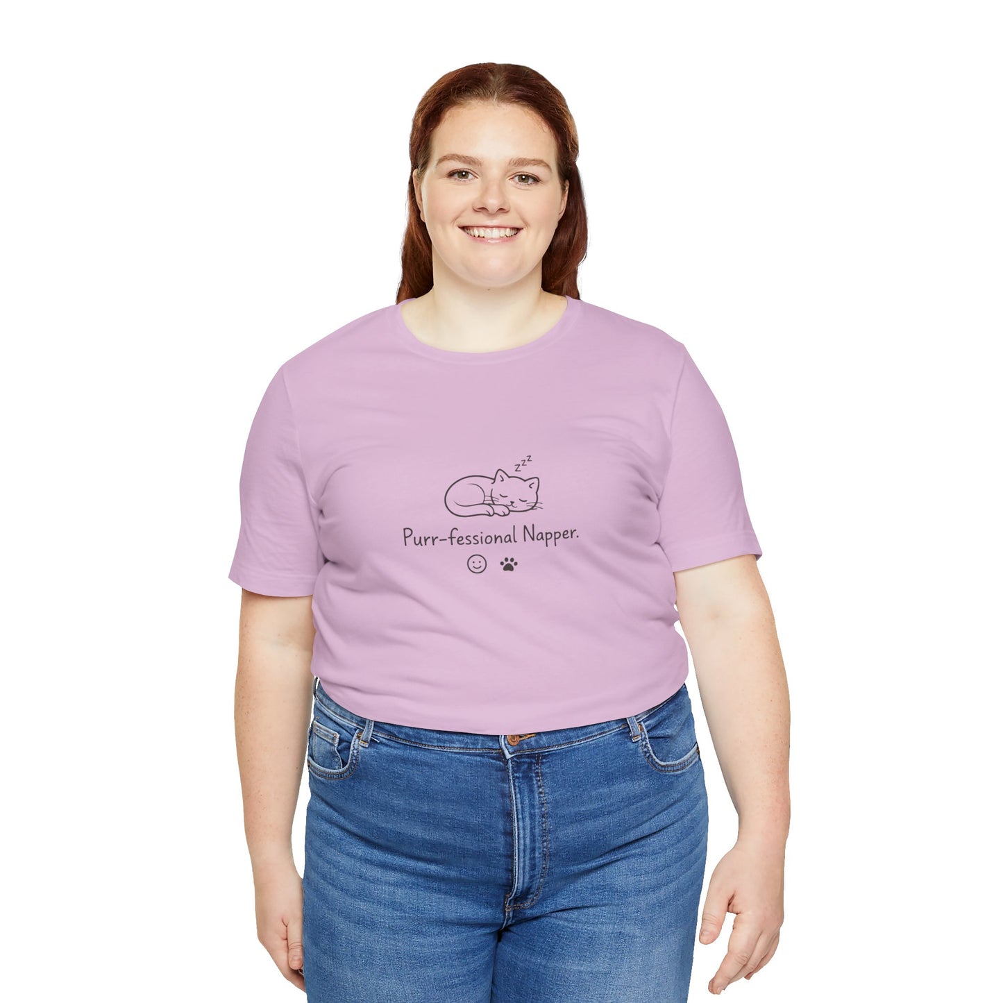 Purr-fessional Napper T‑Shirt — Cute Sleeping Cat Tee