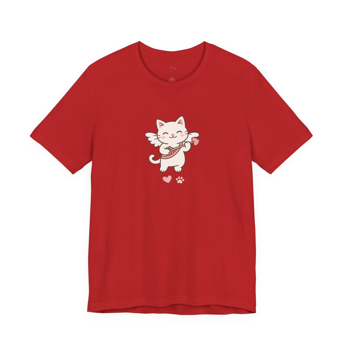Cute Cupid Kitty T-Shirt — Angel Cat Playing Ukulele with Hearts